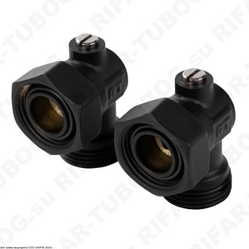 Royal Thermo Комплект узлов нижнего подключения, угловой, раздельный, G 3/4 НР х G 3/4 ВР евроконус, Черный