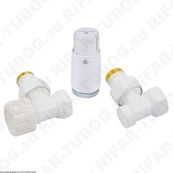 602200056 Schlosser Комплект подключения с термоголовкой Mini Diamant М30х1,5, DN 15, угловой, GZ1/2 х GW1/2, Белый