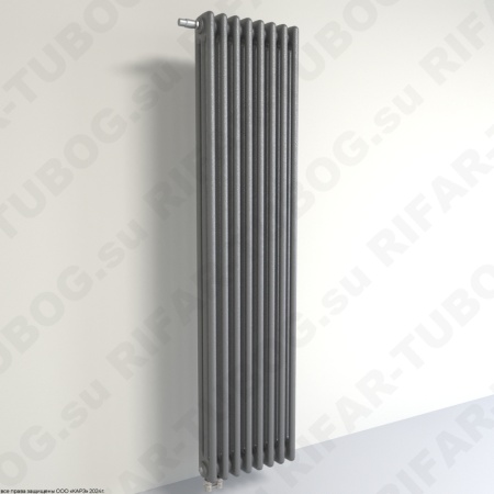 Вертикальный радиатор 3-х трубчатый RIFAR TUBOG VENTIL 3180 - 16 сек, подключение нижнее одностороннее с термоклапаном (DV1), цвет TI — Титан (матовый)