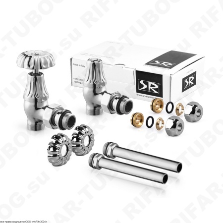 A339-1500C0P0 SR Rubinetterie Комплект вентилей Old Style, с ручным приводом, с декоративными трубками 150мм, угловой, G 1/2 НР х G 1/2 ВР, Хром