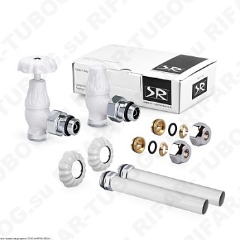 A339-1500VCPA SR Rubinetterie Комплект вентилей Old Style, с ручным приводом, с декоративными трубками 150мм, угловой, G 1/2 НР х G 1/2 ВР, Белый