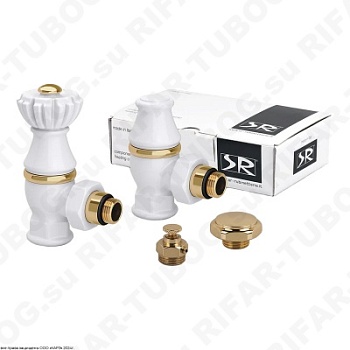 0320-2000V00A SR Rubinetterie Комплект вентилей Liberty, с ручным приводом, угловой, G 1/2 НР х G 3/4 ВР, Белый