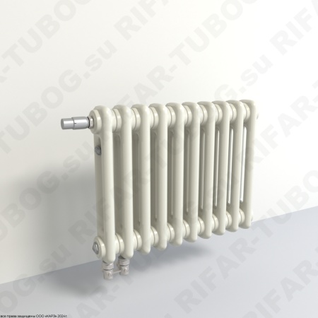 Радиатор 2-х трубчатый RIFAR TUBOG VENTIL 2018 - 19 сек, подключение нижнее одностороннее с термоклапаном (DV1), цвет IV — Айвори (глянцевый)