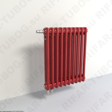 Радиатор 2-х трубчатый RIFAR TUBOG VENTIL 2072 - 15 сек, подключение нижнее одностороннее с термоклапаном (DV1), цвет BO — Бордо (глянцевый)
