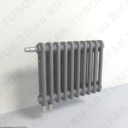 Радиатор 2-х трубчатый RIFAR TUBOG VENTIL 2042 - 20 сек, подключение нижнее одностороннее с термоклапаном (DV1), цвет TI — Титан (матовый)