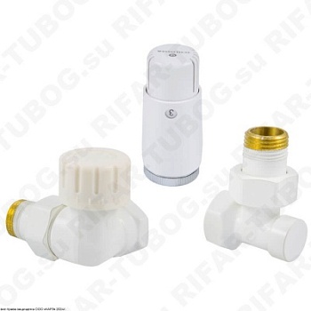 602200067 Schlosser Комплект подключения с термоголовкой Mini Diamant М30х1,5, DN 15, осевой левый, GZ1/2 х GW1/2, Белый