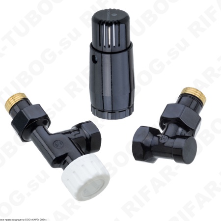 602200126.RAL9005 Schlosser Комплект подключения с термоголовкой Mini Diamant М30х1,5, DN 15, аксиальный, GZ1/2 х GW1/2, RAL9005