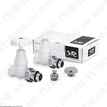 K338-1500VC0A SR Rubinetterie Комплект вентилей Floral Old Style, с ручным приводом, прямой, G 1/2 НР х G 1/2 ВР, Белый