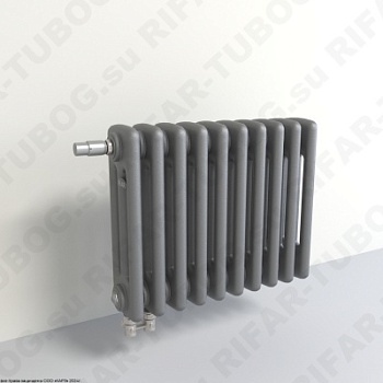 Радиатор 3-х трубчатый RIFAR TUBOG VENTIL 3037 - 19 сек, подключение нижнее одностороннее с термоклапаном (DV1), цвет TI — Титан (матовый)