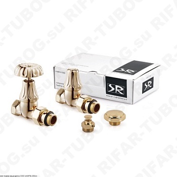 K338-1500T000 SR Rubinetterie Комплект вентилей Floral Old Style, с ручным приводом, прямой, G 1/2 НР х G 1/2 ВР, Светлое золото