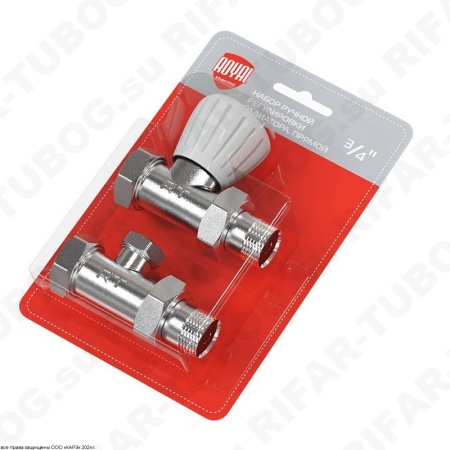 RTO 50.010 Royal Thermo Комплект вентилей, с ручным приводом, прямой, G 3/4 НР х G 3/4 ВР