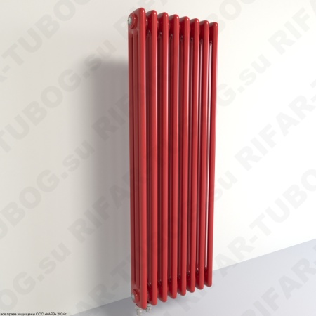 Радиатор 3-х трубчатый RIFAR TUBOG 3100 - 28 сек, подключение нижнее одностороннее (D1), цвет BO — Бордо (глянцевый)