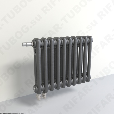 Радиатор 2-х трубчатый RIFAR TUBOG VENTIL 2042 - 41 сек, подключение нижнее одностороннее с термоклапаном (DV1), цвет AN — Антрацит (матовый)