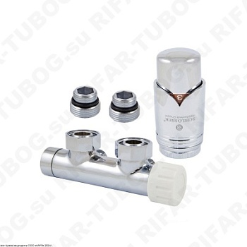 602100005 Schlosser Комплект подключения Duo-Plex с термоголовкой Brillant M30x1,5, угловой правый, G 3/4 НГ х М22x1,5 НР, 2 ниппеля G1/2 x G3/4, CR