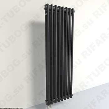 Радиатор 2-х трубчатый RIFAR TUBOG 2082 - 10 сек, подключение нижнее одностороннее (D1), цвет BM — Черный янтарь (матовый)