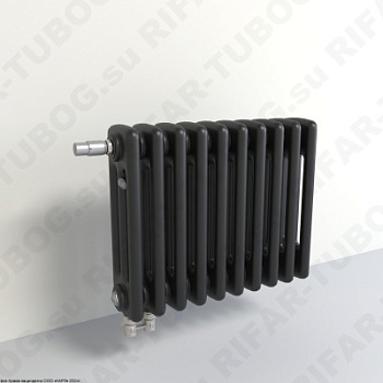 Радиатор 3-х трубчатый RIFAR TUBOG VENTIL 3018 - 7 сек, подключение нижнее одностороннее с термоклапаном (DV1), цвет BM — Черный янтарь (матовый)