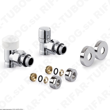 RTE 07.0013 RT Royal Thermo Термостатический комплект вентилей Design pro, угловой, G 1/2 НР х G 1/2 ВР, М30х1,5, Хром