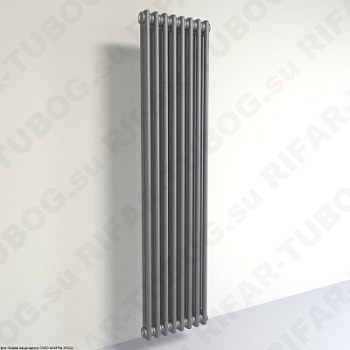 Вертикальный радиатор 2-х трубчатый RIFAR TUBOG 2180 - 8 сек, подключение боковое универсальное (B1-B4), цвет TI — Титан (матовый)