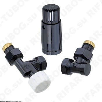 602200126.RAL9005 Schlosser Комплект подключения с термоголовкой Mini Diamant М30х1,5, DN 15, аксиальный, GZ1/2 х GW1/2, RAL9005