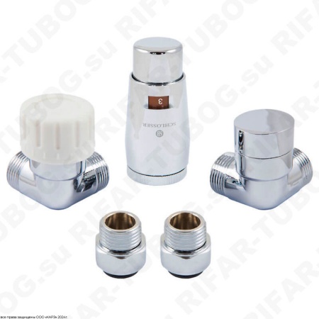 603400051 Schlosser Комплект нижнего подключения Elegant Mini с термоголовкой Mini Brillant, осевой левый, GZ1/2 x M22x1,5, CR