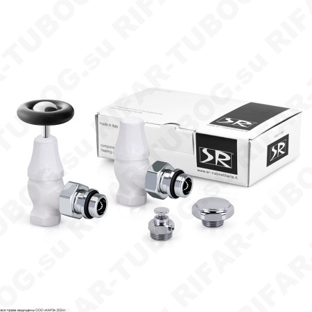 K390-1500VC0A SR Rubinetterie Комплект вентилей Old Style с маховиком, с ручным приводом, угловой, G 1/2 НР х G 1/2 ВР, Белый