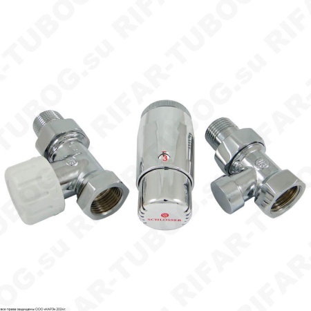 602200061 Schlosser Комплект подключения с термоголовкой Mini Diamant М30х1,5, DN 15, проходной, GZ1/2 х GW1/2, CR