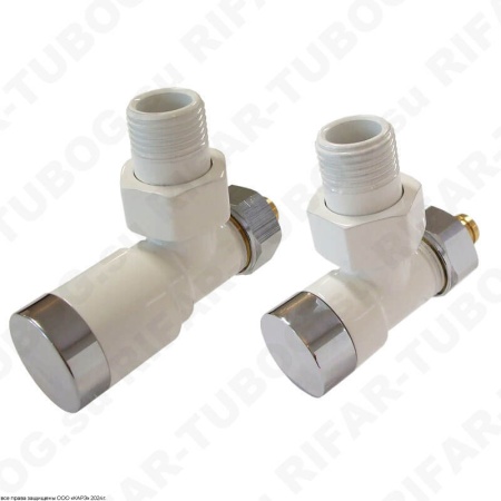 604200005 Schlosser Комплект подключения с ручной регулировкой Elegant, угловой, G 1/2 НР х 15x1 (Для меди), Белый/CR