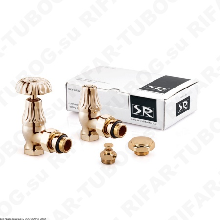 K337-1500T000 SR Rubinetterie Комплект вентилей Floral Old Style, с ручным приводом, угловой, G 1/2 НР х G 1/2 ВР, Светлое золото