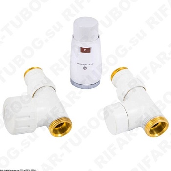 603400043 Schlosser Комплект нижнего подключения Elegant Mini с термоголовкой Mini Brillant, проходной, GZ1/2 x M22x1,5, Белый