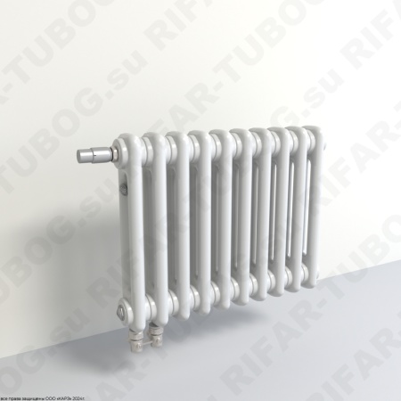Радиатор 2-х трубчатый RIFAR TUBOG VENTIL 2018 - 36 сек, подключение нижнее одностороннее с термоклапаном (DV1), цвет WH — Белый (глянцевый)