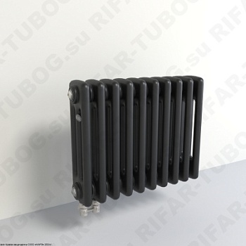 Радиатор 3-х трубчатый RIFAR TUBOG 3037 - 22 сек, подключение нижнее одностороннее (D1), цвет BM — Черный янтарь (матовый)