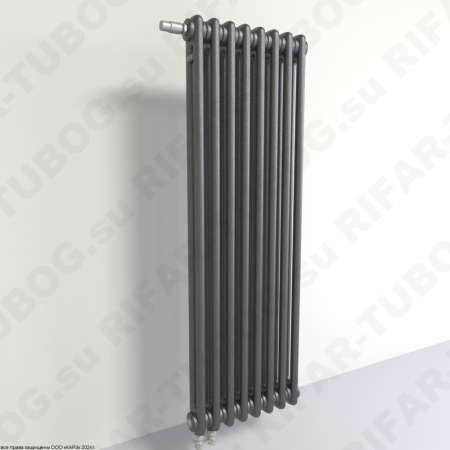 Радиатор 2-х трубчатый RIFAR TUBOG VENTIL 2100 - 43 сек, подключение нижнее одностороннее с термоклапаном (DV1), цвет AN — Антрацит (матовый)