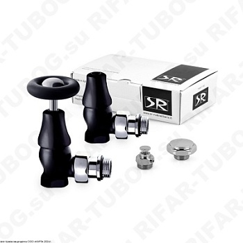 K390-1500VC0S SR Rubinetterie Комплект вентилей Old Style с маховиком, с ручным приводом, угловой, G 1/2 НР х G 1/2 ВР, Черный матовый