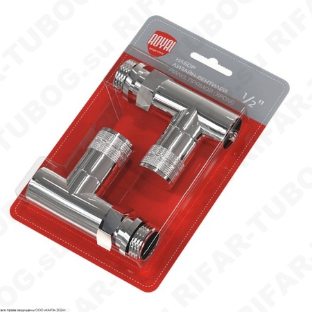 RTE 50.024 Royal Thermo Комплект вентилей Piano, с ручным приводом, прямой, G 1/2 НР х G 1/2 ВР, Хром