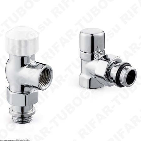 RTE 07.0017 RT Royal Thermo Термостатический комплект вентилей Design, осевой, G 1/2 НР х G 1/2 ВР, М30х1,5, Хром