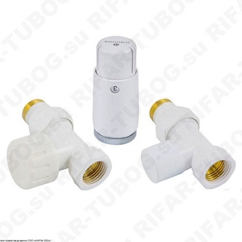 602200057 Schlosser Комплект подключения с термоголовкой Mini Diamant М30х1,5, DN 15, проходной, GZ1/2 х GW1/2, Белый