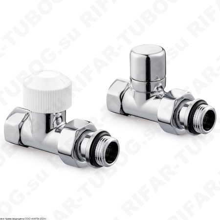 RTE 07.0015 RT Royal Thermo Термостатический комплект вентилей Design, прямой, G 1/2 НР х G 1/2 ВР, М30х1,5, Хром