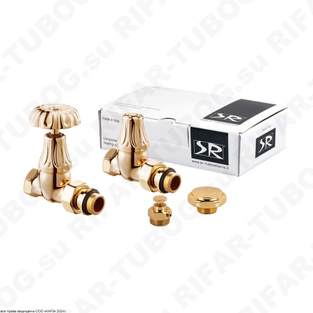 K338-1500D000 SR Rubinetterie Комплект вентилей Floral Old Style, с ручным приводом, прямой, G 1/2 НР х G 1/2 ВР, Золото