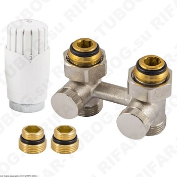 600800018 Schlosser Комплект нижнего подключения с термоголовкой Diamant М30х1,5, угловой, G 3/4 НГ х G 3/4 НР, 2 ниппеля G1/2 x G3/4