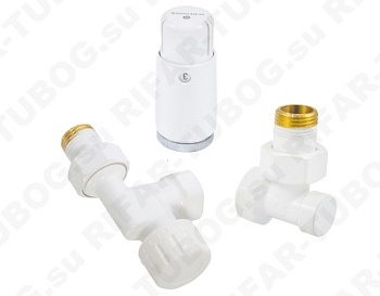 602200126 Schlosser Комплект подключения с термоголовкой Mini Diamant М30х1,5, DN 15, аксиальный, GZ1/2 х GW1/2, Белый