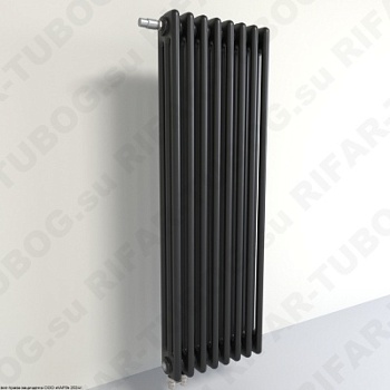Радиатор 3-х трубчатый RIFAR TUBOG VENTIL 3092 - 13 сек, подключение нижнее одностороннее с термоклапаном (DV1), цвет BM — Черный янтарь (матовый)