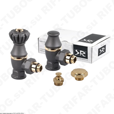 0320-2000V00P SR Rubinetterie Комплект вентилей Liberty, с ручным приводом, угловой, G 1/2 НР х G 3/4 ВР, Антрацит