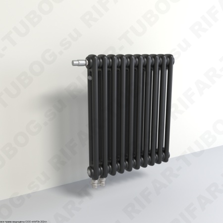 Радиатор 2-х трубчатый RIFAR TUBOG VENTIL 2072 - 14 сек, подключение нижнее одностороннее с термоклапаном (DV1), цвет BM — Черный янтарь (матовый)
