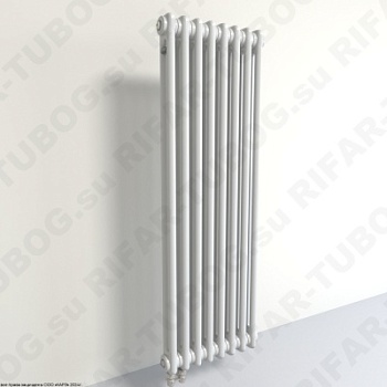Радиатор 2-х трубчатый RIFAR TUBOG 2110 - 8 сек, подключение нижнее одностороннее (D1), цвет WH — Белый (глянцевый)