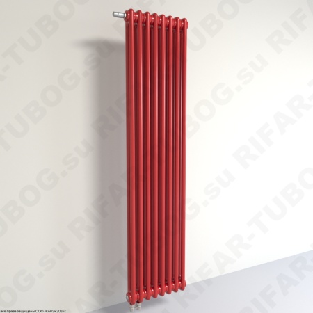 Вертикальный радиатор 2-х трубчатый RIFAR TUBOG VENTIL 2240 - 19 сек, подключение нижнее одностороннее с термоклапаном (DV1), цвет BO — Бордо (глянцевый)