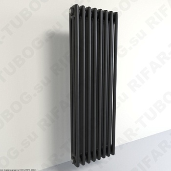 Радиатор 3-х трубчатый RIFAR TUBOG 3082 - 40 сек, подключение боковое универсальное (B1-B4), цвет BM — Черный янтарь (матовый)