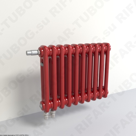 Радиатор 2-х трубчатый RIFAR TUBOG VENTIL 2018 - 29 сек, подключение нижнее одностороннее с термоклапаном (DV1), цвет BO — Бордо (глянцевый)