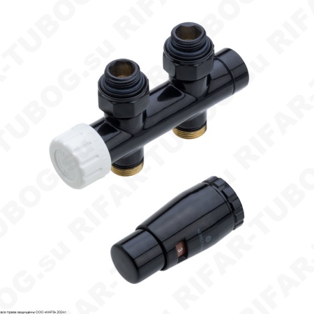 602100103 Schlosser Комплект подключения Duo-Plex с термоголовкой Brillant M30x1,5, проходной, G 3/4 НГ х М22x1,5 НР, 2 ниппеля G1/2 x G3/4, RAL9005