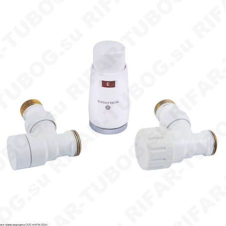 603400041 Schlosser Комплект нижнего подключения Elegant Mini с термоголовкой Mini Brillant, угловой, GZ1/2 x M22x1,5, Белый