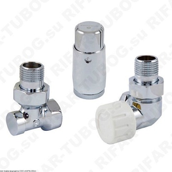 602200068 Schlosser Комплект подключения с термоголовкой Mini Diamant М30х1,5, DN 15, осевой правый, GZ1/2 х GW1/2, CR